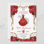 Invitation Red Roses Western Cowboy Charra Quinceañera (Devant)