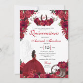 Invitation Red Roses Western Princesse Charra Quinceanera (Devant)