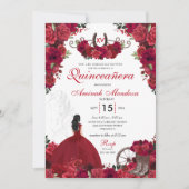 Invitation Red Roses Western Princesse Charra Quinceanera (Devant)