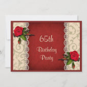 Invitation Red Roses & White Lace 65e anniversaire (Devant)