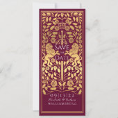 Invitation Red Royal Lion Médiéval Gold Mariage Enregistrer l (Devant)