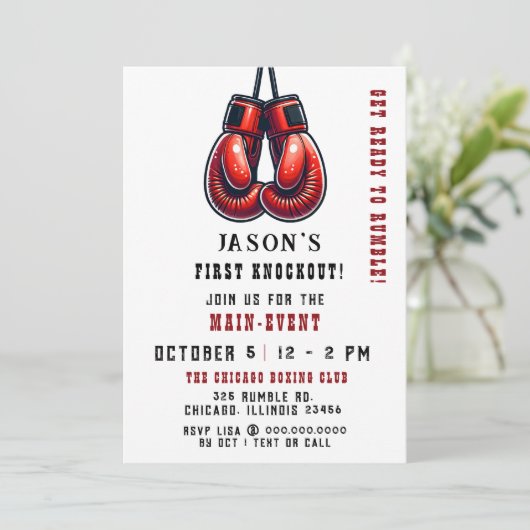 Invitation Red Rumble First Knockout Boxing Anniversaire (Debout devant)