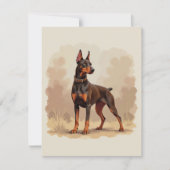 Invitation Red Rust Brown Doberman Pinscher Dog (Devant)