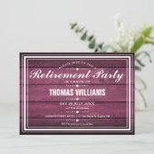 Invitation Red Rustic Barn Wood Retraite Party (Debout devant)