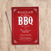 Invitation Red Rustic Birthday Party BBQ