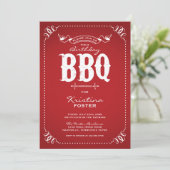 Invitation Red Rustic Birthday Party BBQ (Debout devant)