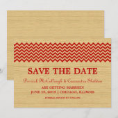 Invitation Red Rustic Chevron Enregistrer l'Invitation de dat (Devant / Derrière)