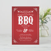 Invitation Red Rustic Engagement Party BBQ (Debout devant)