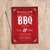 Invitation Red Rustic Engagement Party BBQ