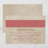 Invitation Red Rustic Mariage damassé (Devant / Derrière)