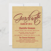 Invitation Red Rustic Script Graduation (Devant)