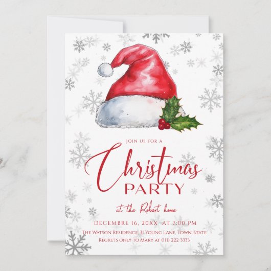 Invitation Red Santa hat Christmas Holiday Party (Devant)