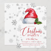 Invitation Red Santa hat Christmas Holiday Party (Devant / Derrière)