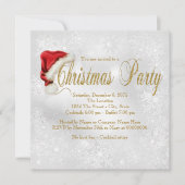 Invitation Red Santa Hat Snowflake fête de Noël (Devant)