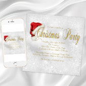 Invitation Red Santa Hat Snowflake fête de Noël