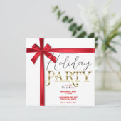 Invitation Red Satin Ribbon Bow Fête de Noël (Debout devant)