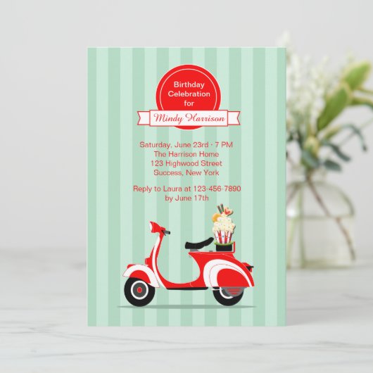 Invitation Red Scooter (Debout devant)