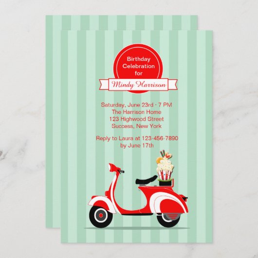 Invitation Red Scooter (Devant / Derrière)