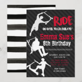 Invitation Red Scooter Skate Park fête Anniversaire (Devant / Derrière)