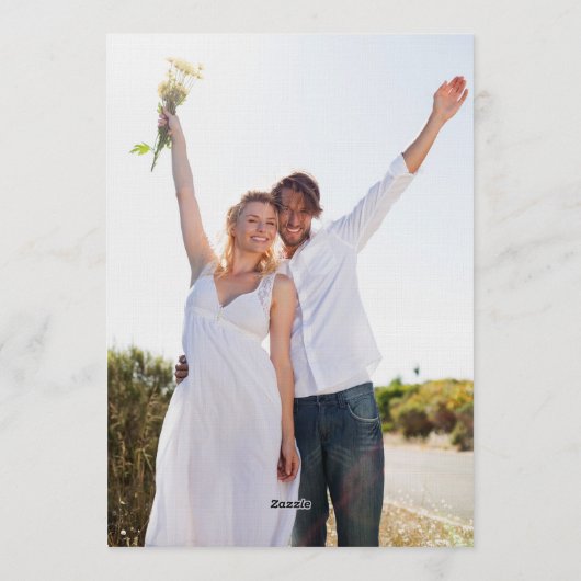 Invitation Red Script Blue Stripes Retro Photo Engagement (Dos)