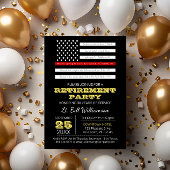 Invitation Red Scripture Flag Retirement Party