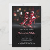 Invitation Red Sequin Boots Any Age Birthday Party (Devant)