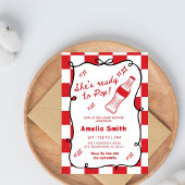 Invitation Red She's Ready to Pop cola Soda Baby shower 