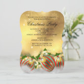 Invitation Red Silver Gold Holly Baubles Noël (Debout devant)