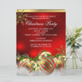 Invitation Red Silver Gold Holly Baubles Noël Party 3 (Debout devant)