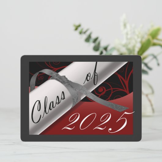 Invitation Red & Silver Graduation Party (Debout devant)