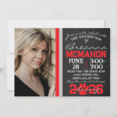 Invitation Red & Silver Grey Empreinte de patte Graduation 2 (Devant)