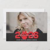 Invitation Red & Silver Grey Empreinte de patte Graduation 2 (Dos)