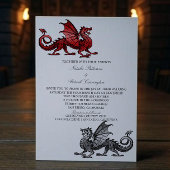 Invitation Red Silver Medieval Dragon Wedding
