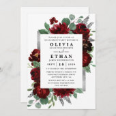 Invitation Red Silver Pays Bourgogne Rose (Devant / Derrière)