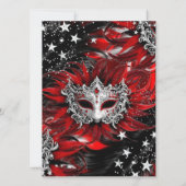 Invitation Red Silver Sparkle Magical Night Masquerade Party (Dos)