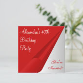 Invitation Red Silver White 40e fête d'anniversaire (Debout devant)