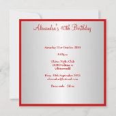Invitation Red Silver White 40e fête d'anniversaire (Dos)