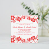 Invitation Red Simple Floral Wedding (Debout devant)