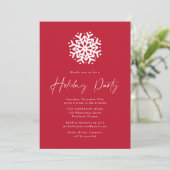 Invitation Red Simple Snowflake Fête (Debout devant)