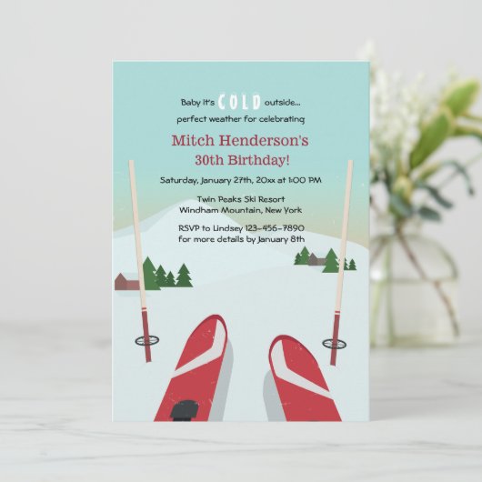 Invitation Red Skis (Debout devant)