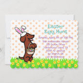 Invitation Red Smooth Haired Dachshund Chasse aux oeufs de Pâ (Devant)