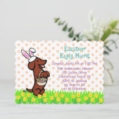 Invitation Red Smooth Haired Dachshund Chasse aux oeufs de Pâ (Debout devant)