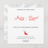 Invitation Red Songbird Modern Wedding (Devant / Derrière)