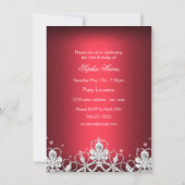 Invitation Red Sparkle Diamond Tiara Princess Sweet 16 Invita (Dos)