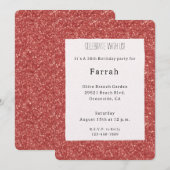 Invitation Red Sparkle Glitter Birthday   (Devant / Derrière)