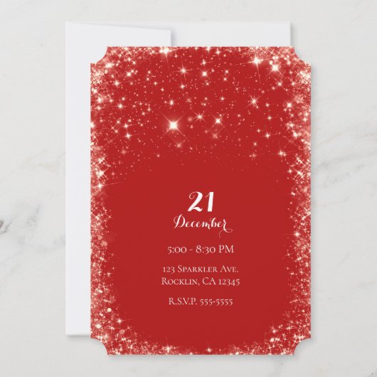 Invitation Red Sparkle Sparkly Parties scintillant Fête (Dos)