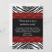 Invitation Red Sparkle Zebra Bow Graduation (Dos)