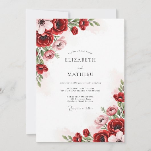 Invitation Red Splendid Spring Wedding (Devant)