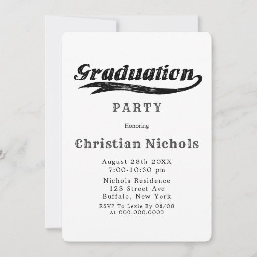 Invitation Red Sports Typography Graduation Party (Devant)