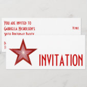 Invitation Red Star 'INVITATION' blanc long (Devant / Derrière)